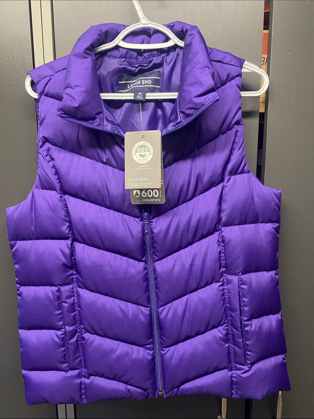 Lands' End Women's Purple Quilted Puffer Vest